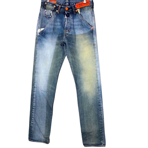 Heron Preston X Levis 501 Jeans Men's Sz 29X32 Deconstructed Denim Buttonfly - Picture 1 of 11